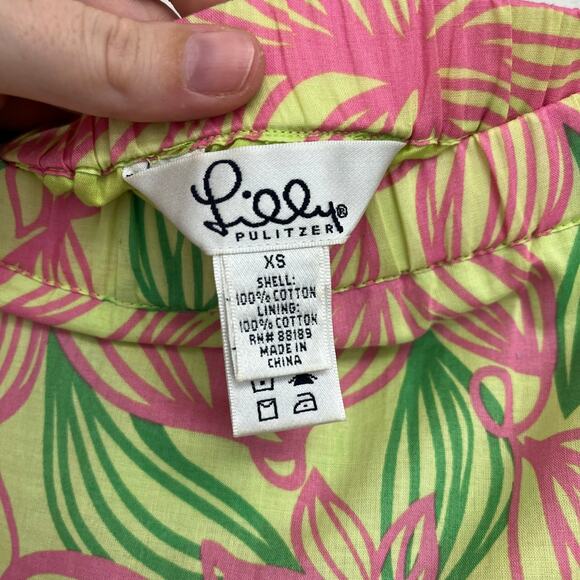 Lilly Pulitzer White Label Tiered Cotton Tropical Floral Pull-On Midi Skirt XS - Picture 5 of 11